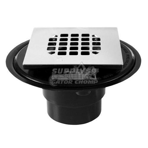 4" ABS Shower/Floor Drain With Stainless Steel Square Snap-In Strainer
