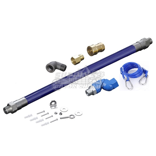 3/4" Stainless Steel Moveable Foodservice Gas Connector Kit (48" Length)