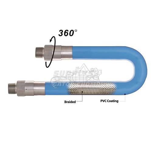 3/4" Stainless Steel Moveable Foodservice Gas Connector Kit (48" Length) - Image 2